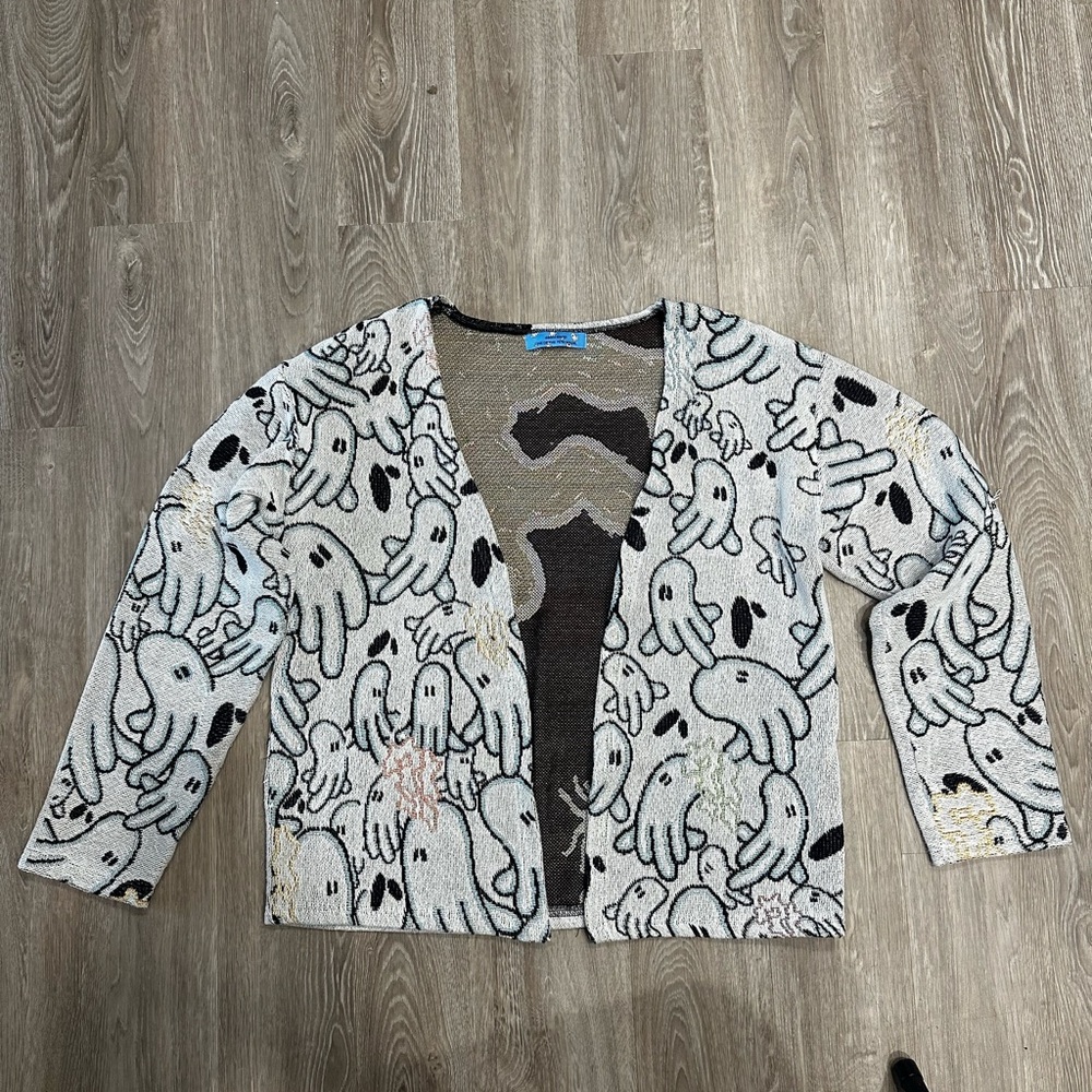 Playful Graphic Cardigan Sweater